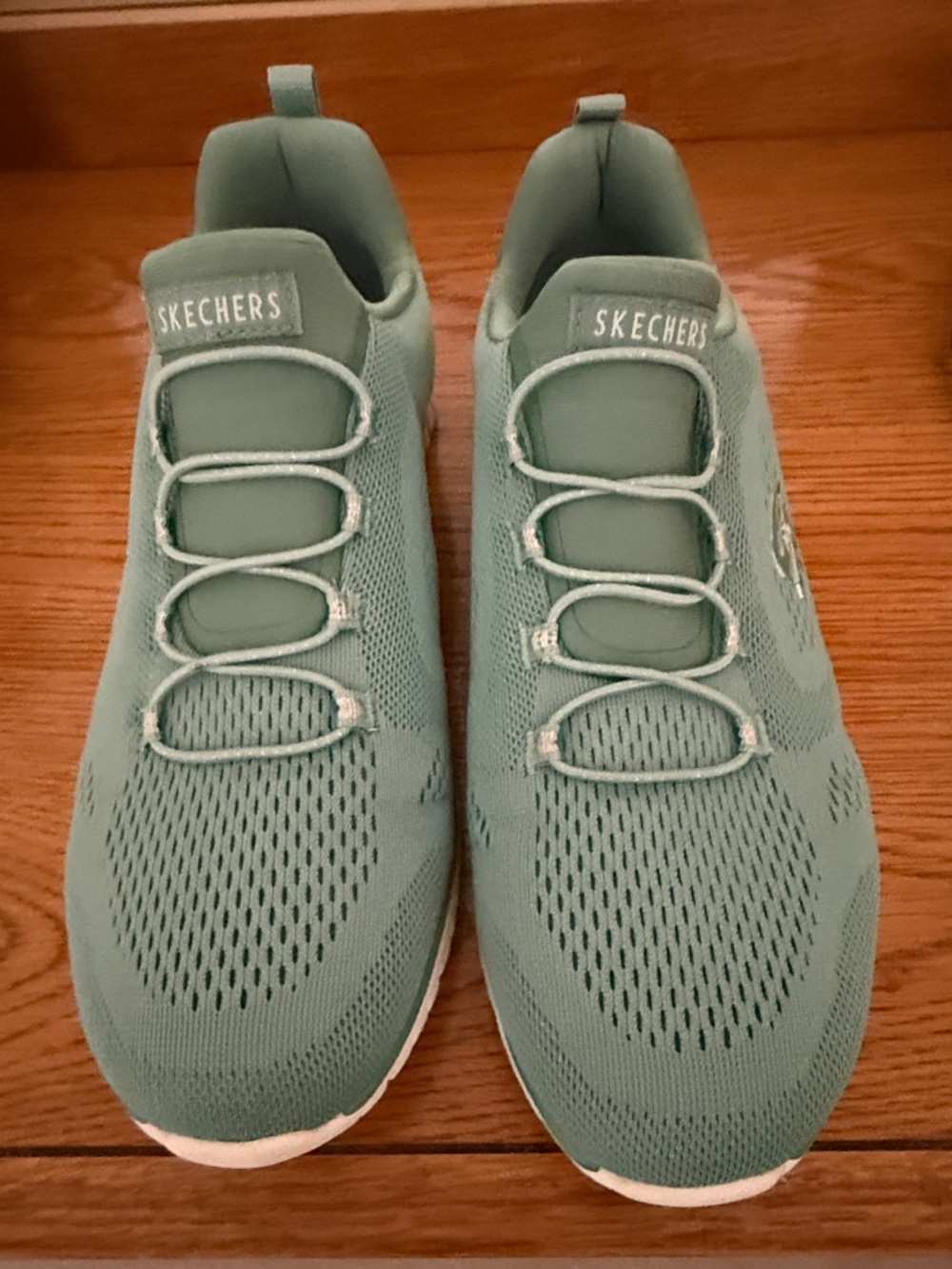 Skechers Knit Slip-On Sneakers in aqua/green